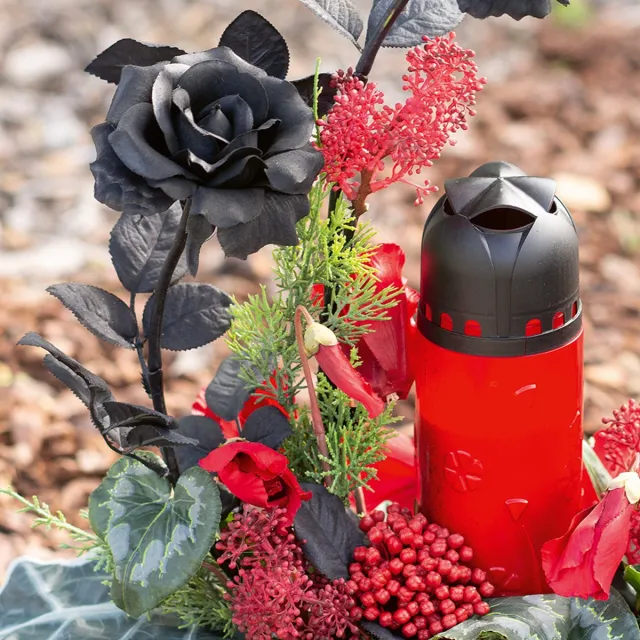 Viana Grafkaars rode plantaardige olie ICP-kaars voor herdenking H24cm rood