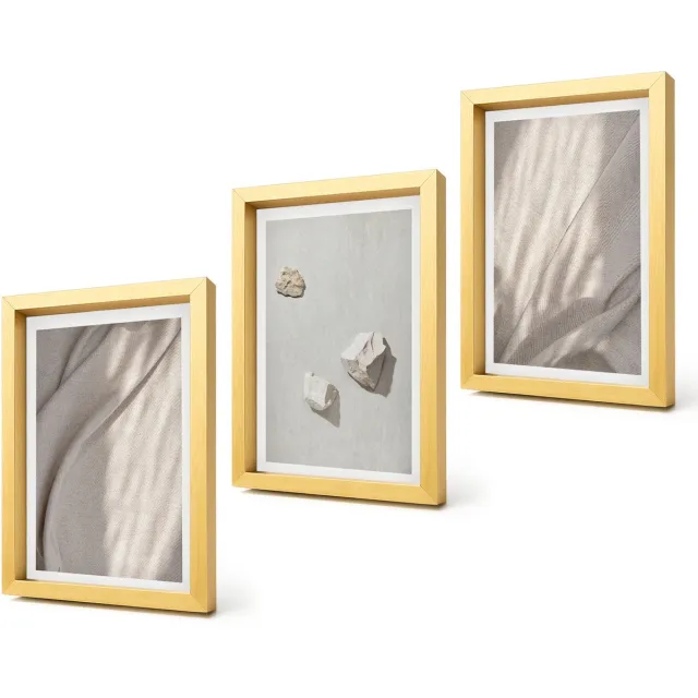 Coloray 4-Delige Schilderij Set - Close-ups van moderne boho-stijl structuren - 20 x 30 cm - Decoratieve Schilderijen - Woonkamer - Interieur - Stijlvolle Muurdecoratie Gouden lijst