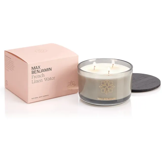 Max Benjamin Geurkaars met 3 lonten - French Linen Water - 70 branduren Roze