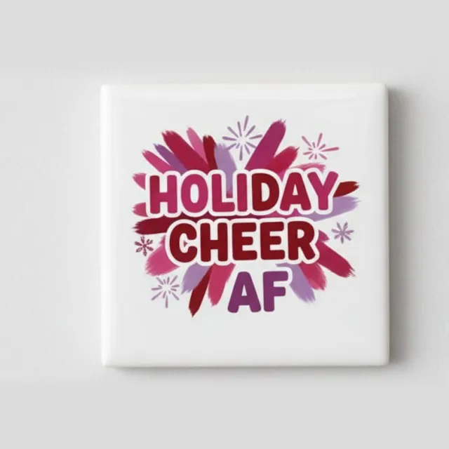 Nevolis “Holiday Cheer AF” Grappige Kerst Decoratieve Tegel – Feestelijke Humor voor Thuis – Keramische Tegel 15×15 cm Multi Color