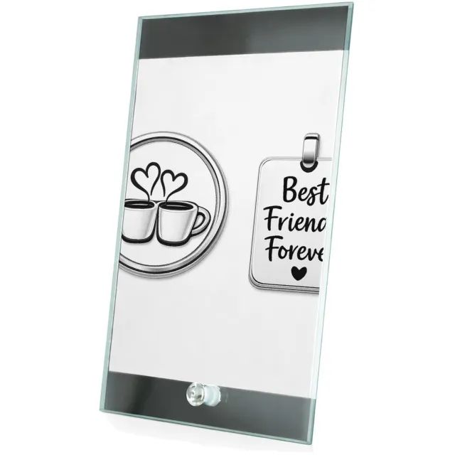 Mr Cadeautjes Glasframe 15 x 23 - design Een minimalistische vriendschapsbadge met een eenvoudige ill | cadeau Wit