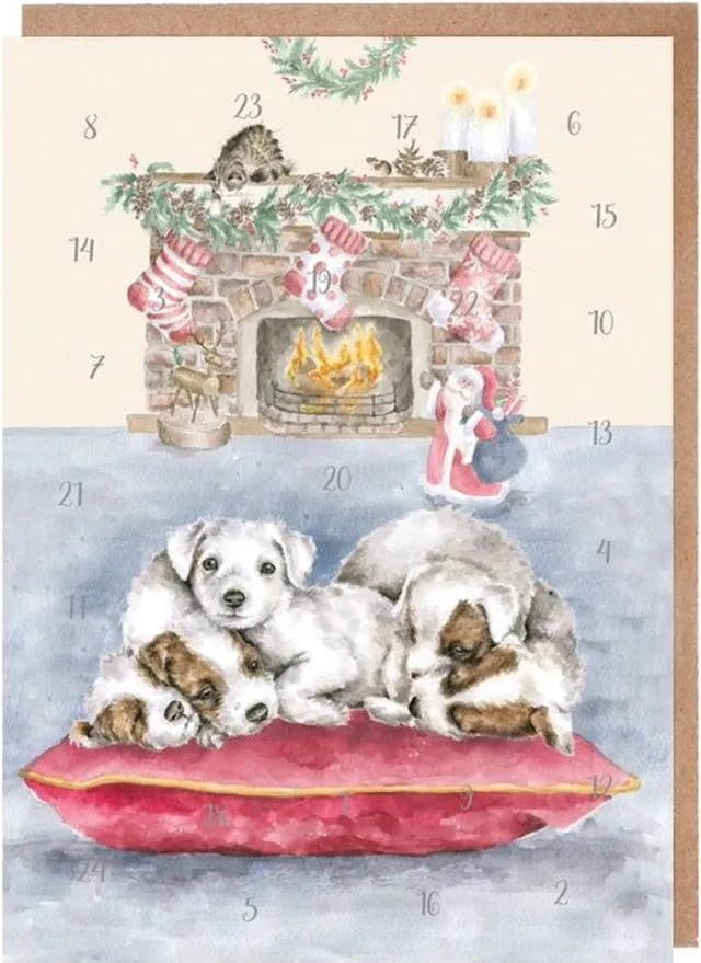 Wrendale Designs Adventskalender Kaart A5 Wrendale - All I want for Christmas dog advent calendar card Multi-coloured