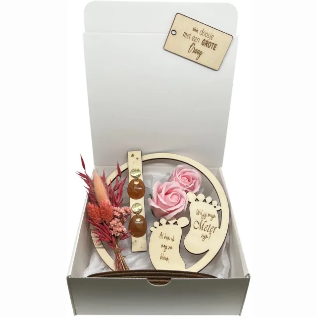 Stars 4 you Geschenkbox Wil jij mijn METER zijn? | ROZE | zeeproosjes | droogbloemen | oorbellen | BOHEMIAN | meter vragen | meter worden | peettante vragen | peettante worden | cadeau | doosje met een vraag roze-bohemian
