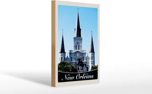 Femer Holzschild Reise 20x30cm New Orleans USA Amerika Kirche