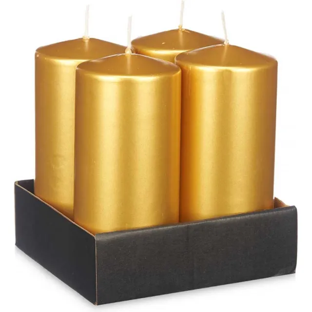 Acorde Candles Gouden Kaarsen - Acorde Candles - Stompkaars - Cilinderkaars 20 x 9 cm - +/- 80 Branduren - Zeer Luxe Geurloze Kaarsen - Woondecoratie - Kerst - Feestdagen - Voordeel Set 4 Stuks