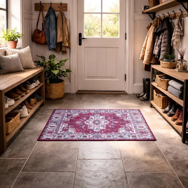 Lavandoux Deurmat - Binnaz - Bordeauxrood en Beige - 50 x 80 cm