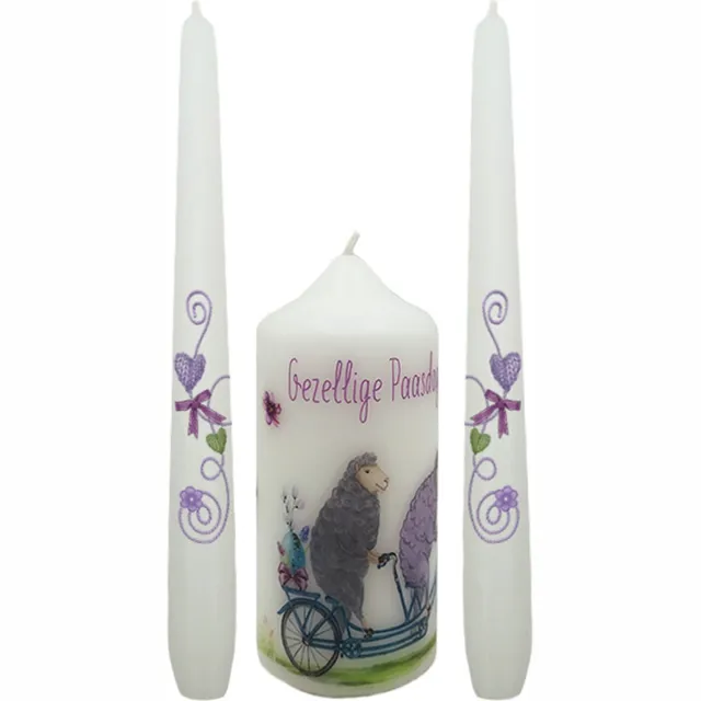 Van Licht Paaskaarsen Gezellige paasdagen set van 3 stuks Paasdecoratie Pasen wit