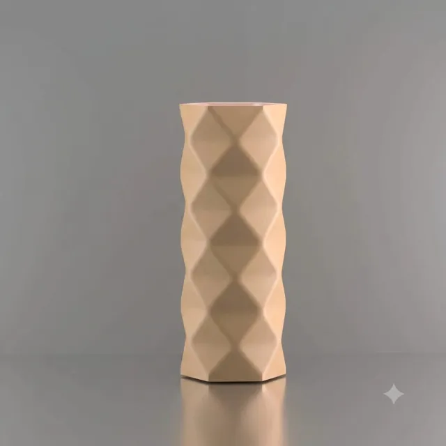 3d-gezellig Infiniti - Grote Vaas - Waterdicht - Beige - Maat 40 cm - Kunststof - Modern - Bloemenvaas - 100% gerecycled PLA (bioplastic)