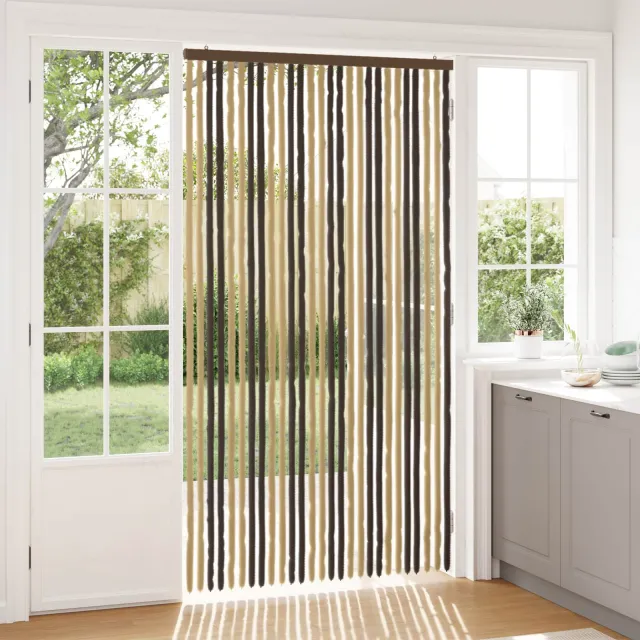 vidaXL Insecten Gordijn Chenille Donkerbruin, Beige 118 x 220 cm