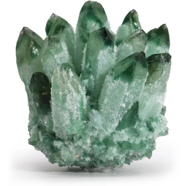 Ancient Wisdom Edelsteen - Groene spookkwarts cluster 250-300 gram 8 cm multicolor - kwarts, mineralen, kristallen, natuur, edelstenen