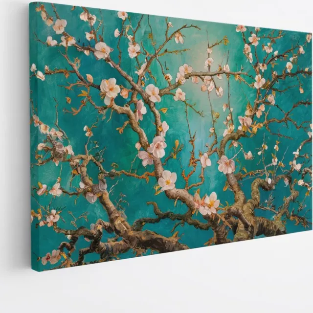 Saammp Canvas Schilderij - Bloesemtakken - Abstract - Natuur - 40x30 - Foto op canvas - Wanddecoratie - Muurdecoratie Woonkamer - Kantoor Decoratie Multicolor