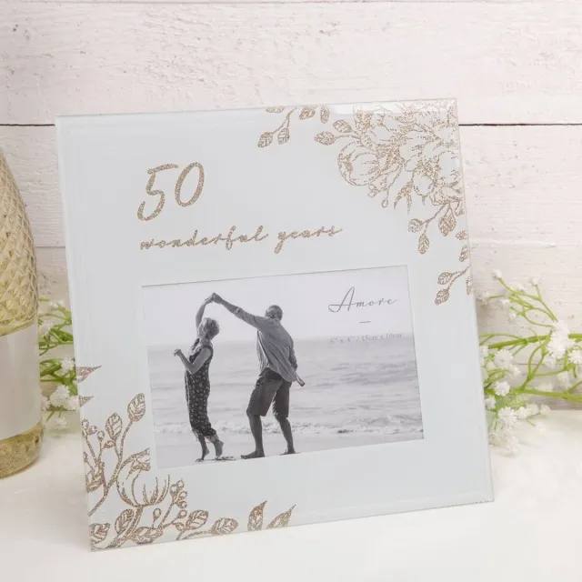 Amore by Juliana Fotolijst glas 50 jaar getrouwd 50 years huwelijk van Amore by Juliana Wit