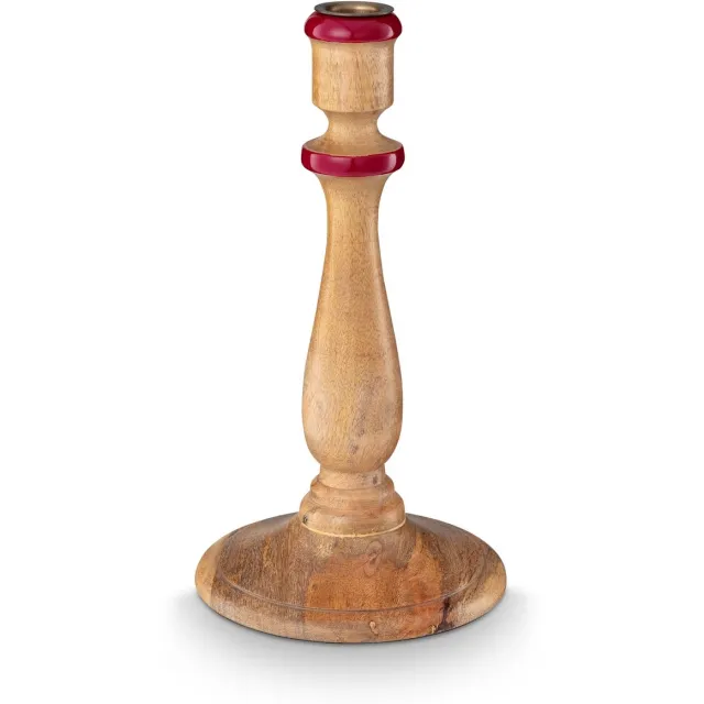 Pip Studio Kandelaar - Naturel / Rood - Hout - 13 x 25 cm