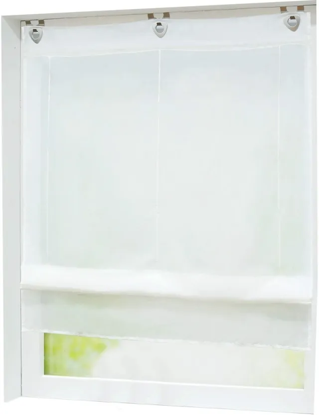 Ibenzoa Transparant Voile Vouwgordijn met Haakophanging, Eenvoudige Montage Zonder Boren, 1-Pack wit