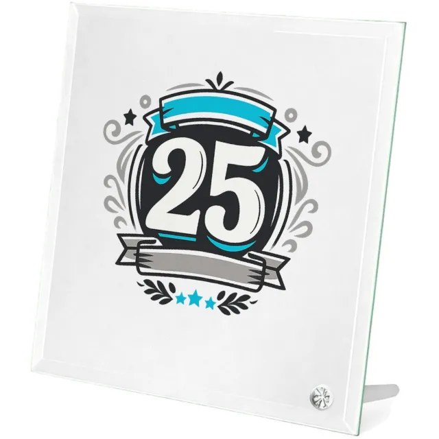 Mr Cadeautjes Glasframe 20 x 20 - design Retro embleem met een groot jaartal en sportieve omlijsting | cadeau Wit