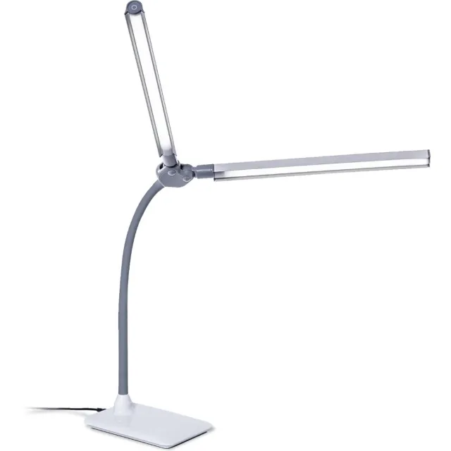 Daylight DuoPro - EN1550 - Bureaulamp LED Dimbaar - Tafellamp - Leeslamp - Flexibele arm - Twee lampen - Incl. voet - Wit