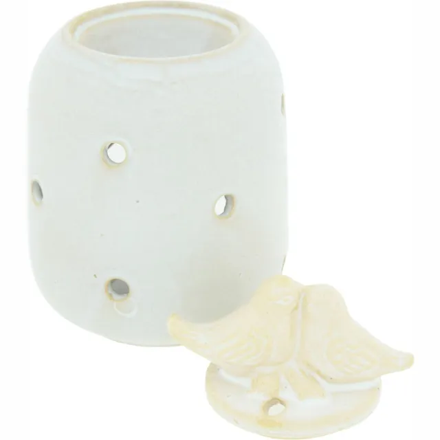 Sajovi Keramische Oliebrander - Aromabrander Voor Geuroliën Of Waxmelts - Vogels - 9 x 9 x 14 cm - Créme Créme Vintage