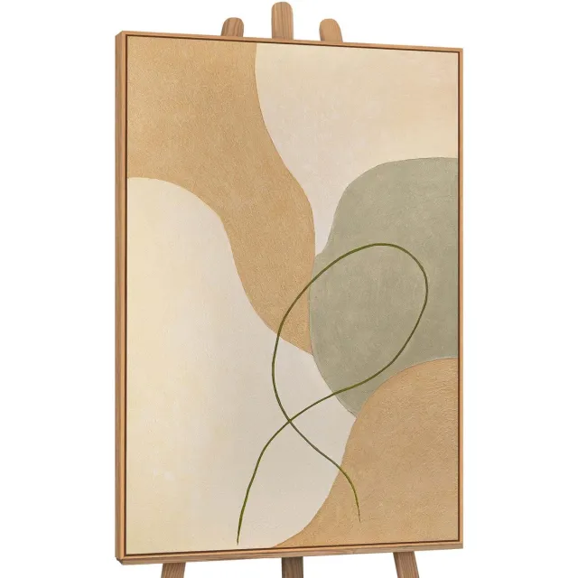 YS Canvas schilderij 120x80 cm handgeschilderd vervlechting – YS-Art Gallery – Lijst: Hout – Luxe wanddecoratie Wood