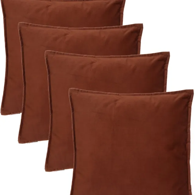 Atmosphera Bank/sierkussens huiskamer Sophia - 4x stuks - 52 x 52 cm - Terracotta - polyester - met rits Terracotta bruin