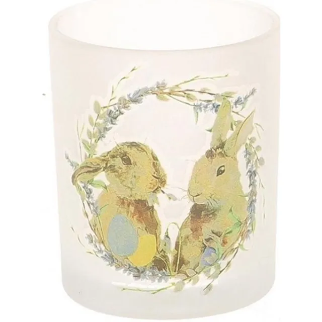 HBX Natural Living Theelichthouder Konijn dia.7x8,2cm Meerkleurig