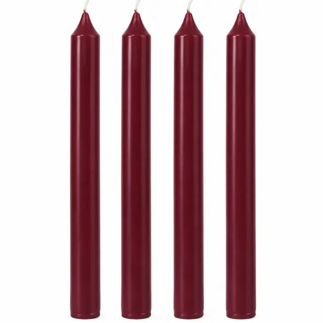 Geur & Klasse Dinerkaarsen Glad – Set van 4 – Bordeauxrood Burgundy – 25 cm – Handgemaakt – Sojawas – Ongeparfumeerd