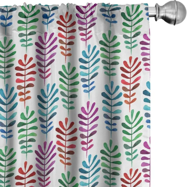 ABAKUHAUS Botanische gordijnen – 2-delige set van microvezel, 75x245 cm, veelkleurig Mehrfarbig