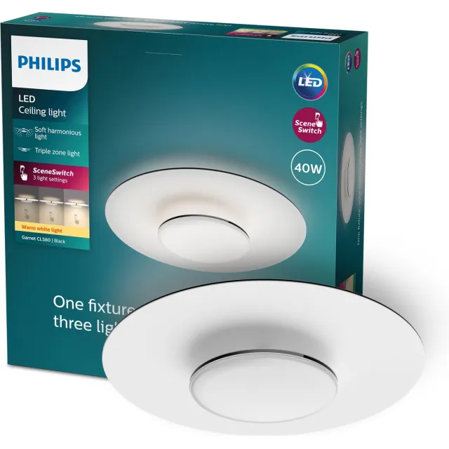 Philips Garnet ceiling lamp - Zwart - 27K - 40W