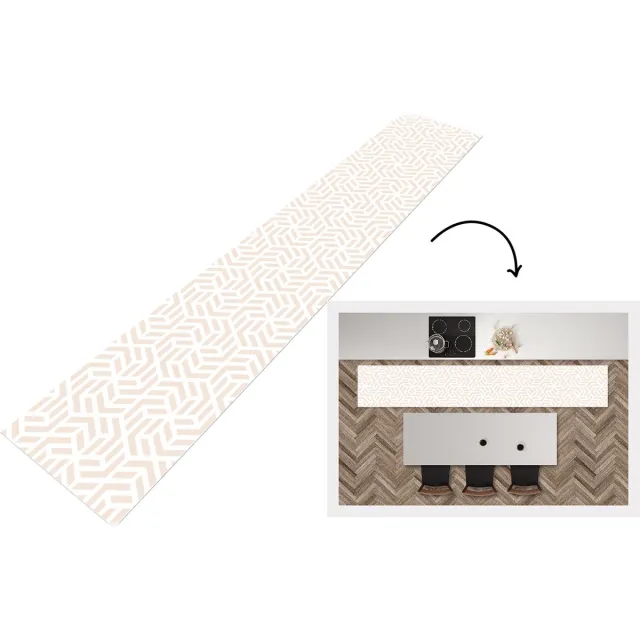 KitchenYeah Keukenloper - Keukenmat - Beige - Geometrie - Patronen - Abstract - Keuken vloerkleed Multicolor