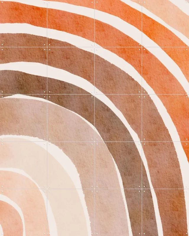 IXXI Curvy, Melloi Art & Various - 80 x 100 cm - Grote wanddecoratie en posters - Abstract, Kwaststreken, Aquarel, Decoratieve kunsten, Woonkamer Beige / Lichte tinten / Oranje / Bruin