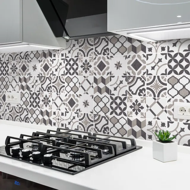 Ambiance Sticker Zelfklevende tegelmuurstickers voor keuken en badkamer - 24 Azulejos Anabella cementtegelstickers - 24 stickers, 15x15cm Multi color