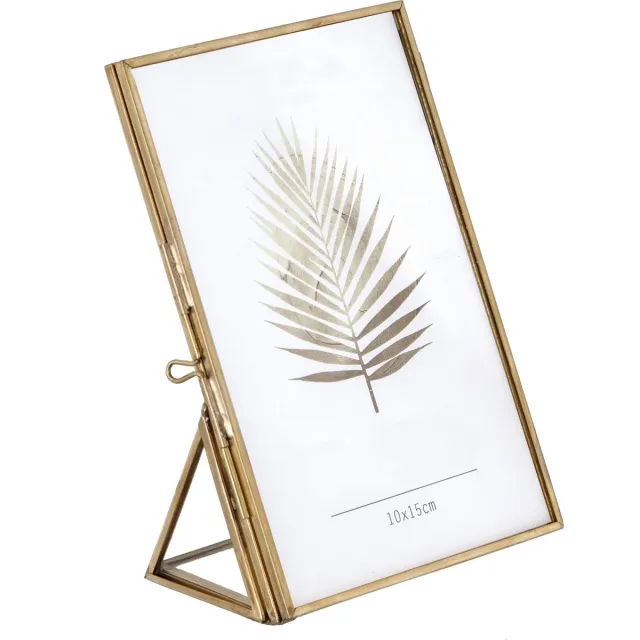 Esque Fotolijstje Goud 10x15 cm (A6) - Met standaard - Wissellijst Glas Staand - Goudkleurig