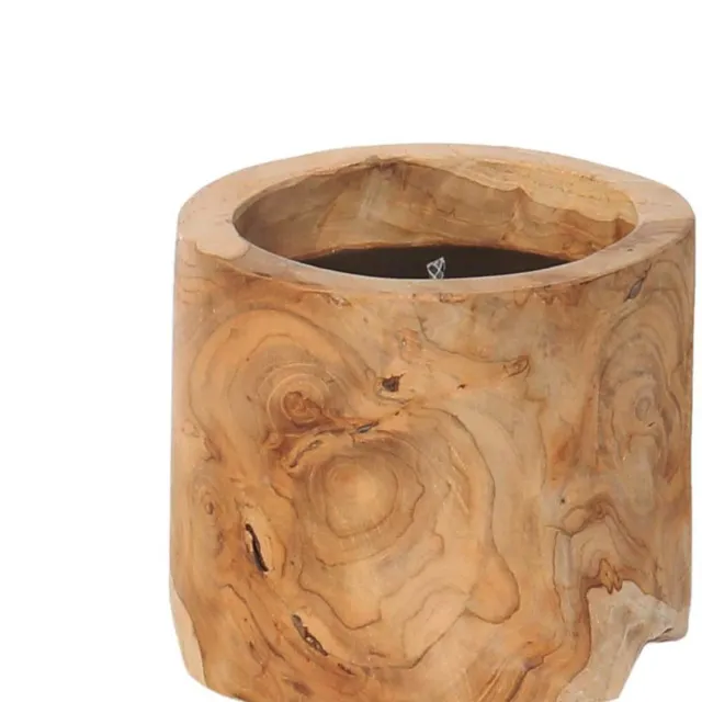 b-home-interieur.be WMG Teakhouten Buitenkaars Large – Kaars in Teak Houder – Ø 20 x H 20 cm