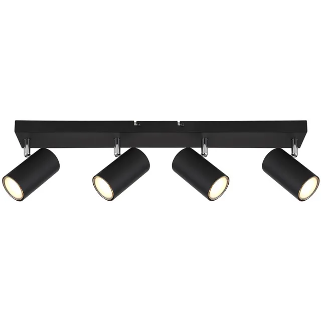 Globo Lighting Plafondlamp spot 4 vlammen plafondspot zwart woonkamer modern, draaibare spot, metaal, 4x GU10, LxBxH 56x6x12