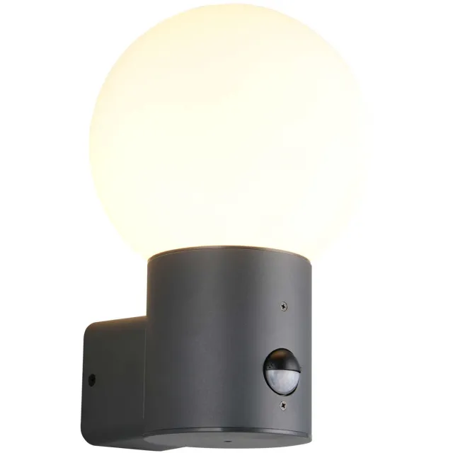 Trio MURES - Wandlamp - Antraciet - excl. 1x E27 4 W - Bewegingssensor - Wandmontage - Buitenverlichting - IP44