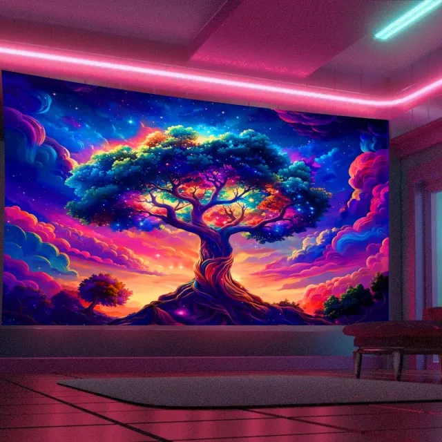 Unyqoos Esthetisch wandkleed met levensboommotief en UV-reactie voor sfeervolle decoratie Kleurjik