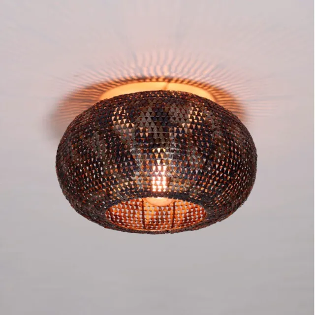 Meubelplaats Plafondlamp Armor geperforeerd metaal 1-lichts - Ø40 cm - zwart bruin zwart bruin zwart bruin