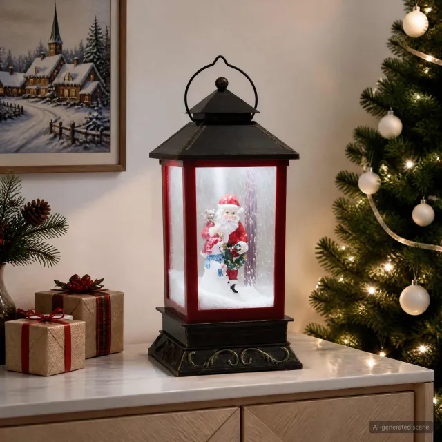 vidaXL Kerstlantaarn ESPOO Koel wit 17,5 x 17,5 x 41 cm Zwart