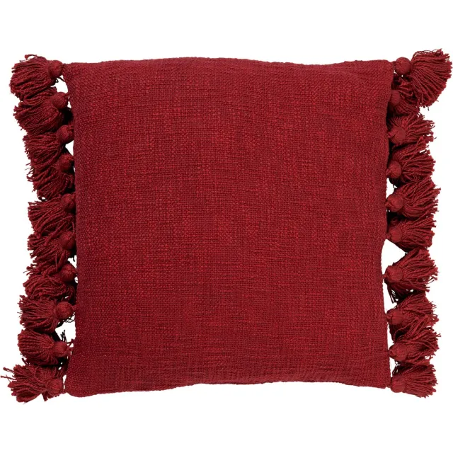 Dutch Decor RUBY - Kussenhoes 45x45 cm - 100% katoen - met flosjes - Merlot - rood - met rits - zonder binnenkussen Bordeaux