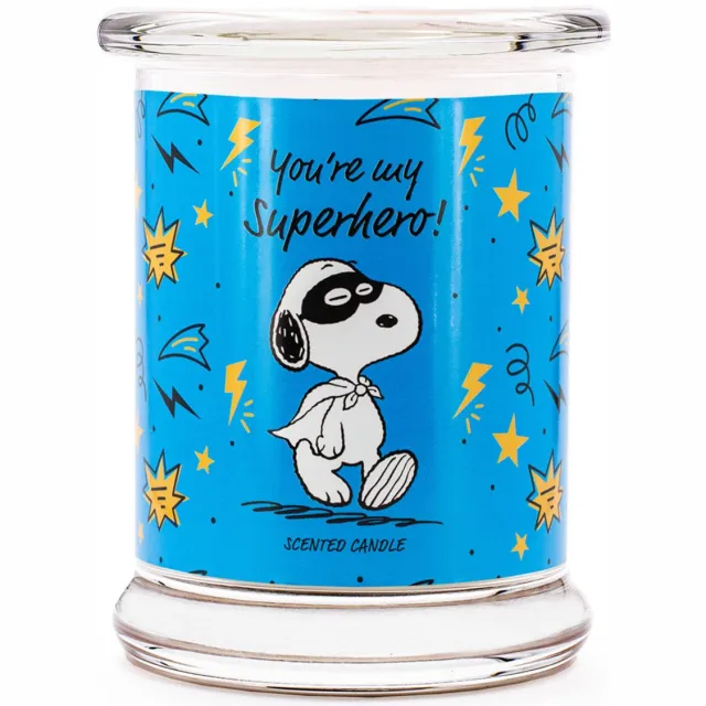 Peanuts Geurkaars - met tekst 'Je bent mijn superheld' blauw