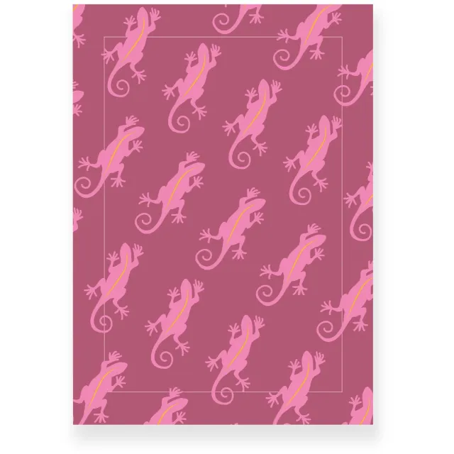 Yisual Poster 30x40 cm - Gekko Patroon - Roze - Oudroze - Tropisch - Dieren - Muurdecoratie - Wanddecoratie