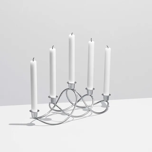 Georg Jensen Kandelaar - Luxe Kaarshouder- Candle Holder – Kaarshouder – Kaarsenhouder – Woonkamer Accessoires Edelstahl