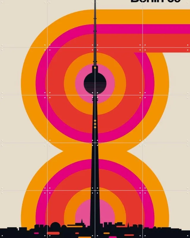 IXXI Berlin 69, Bo Lundberg - 80 x 100 cm - Grote wanddecoratie en posters - Kleurrijk, Pop art, Grafisch Ontwerp, Illustraties, Geometrische Kunst Roze
