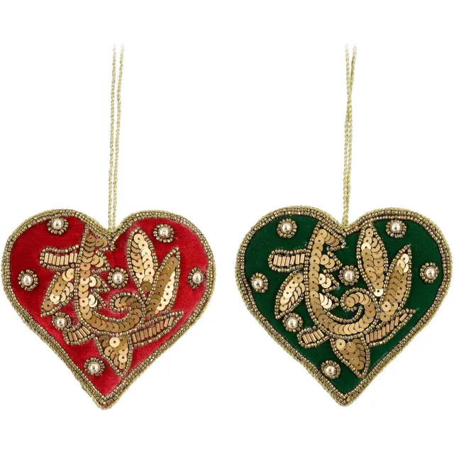 Mica Decorations Ornament hart rood groen rood, groen