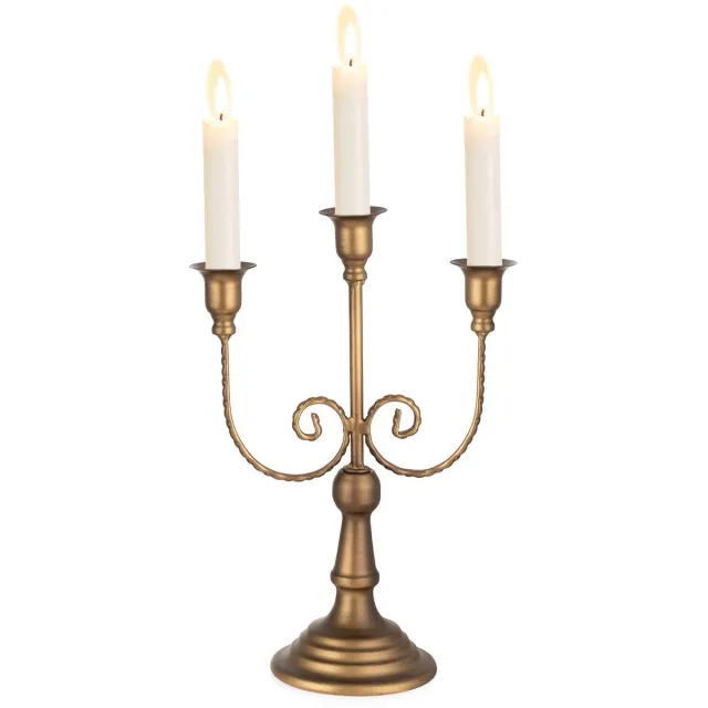 Famanu Vintage candelabra kaarsenhouder, 29.5 cm hoog, 3-arms metalen kaarsenhouder voor diner en salontafel decoratie Zwart