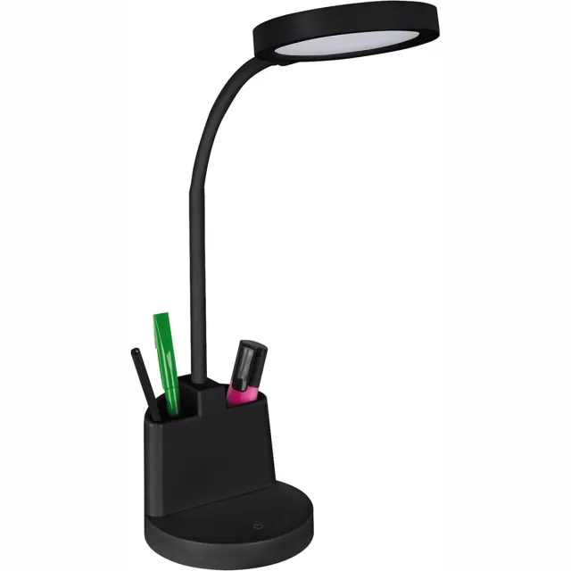 STRÜHM LABOR - LED Bureaulamp - Tafelverlichting - 8w - 4000K Daglicht wit - 560 Lumen - Rond - 3 step touch dimmer - Aluminium - Zwart