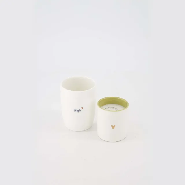 Zusss Set Van Een Koffiemok Liefs Met En Geurkaars Keramiek Voor Altijd In Mijn Hart - White / Brown - Ø6x7cm
