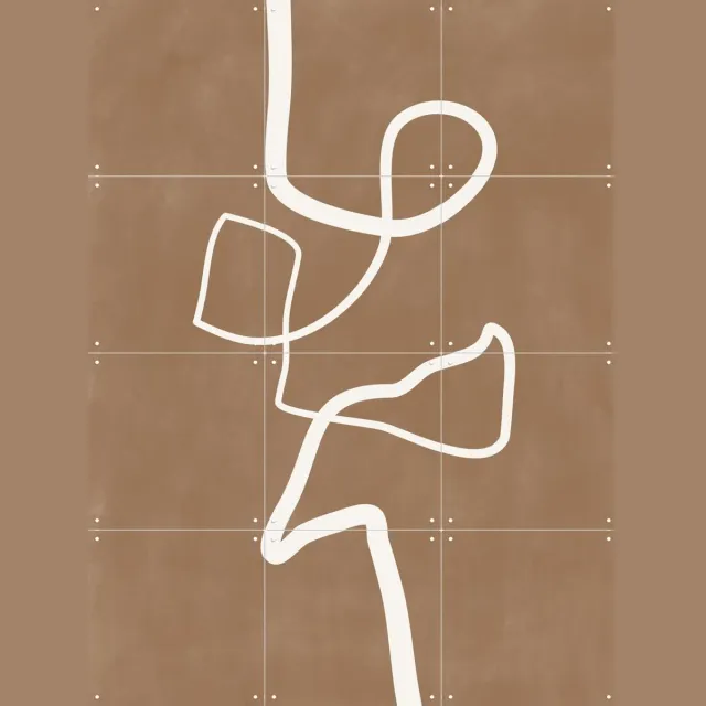 IXXI Brown Single Line Artwork, Elena Ristova & Various - 60 x 80 cm - Grote wanddecoratie en posters - Abstract, Abstract, Grafisch Ontwerp, Line Wit / Bruin