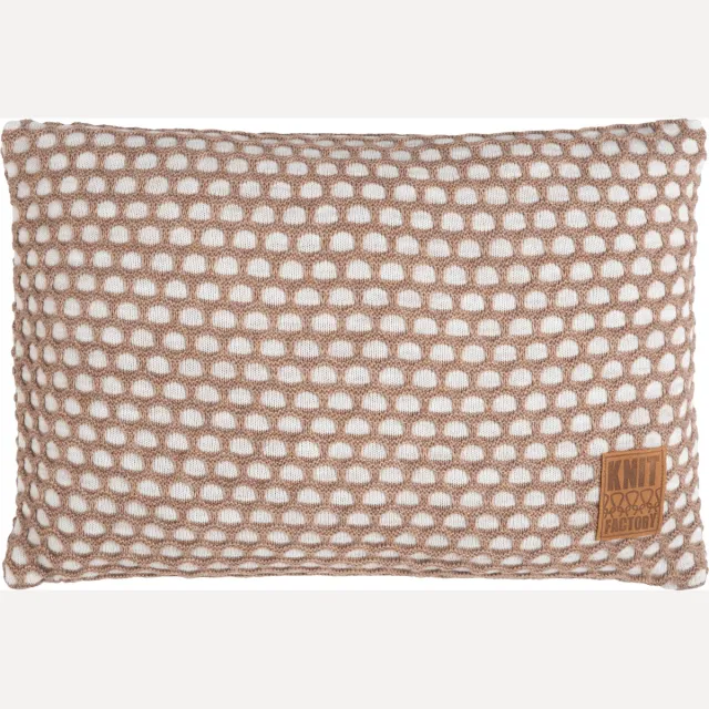 Knit Factory Mila Sierkussen - Beige/Marron - 60x40 cm - Kussenhoes inclusief kussenvulling