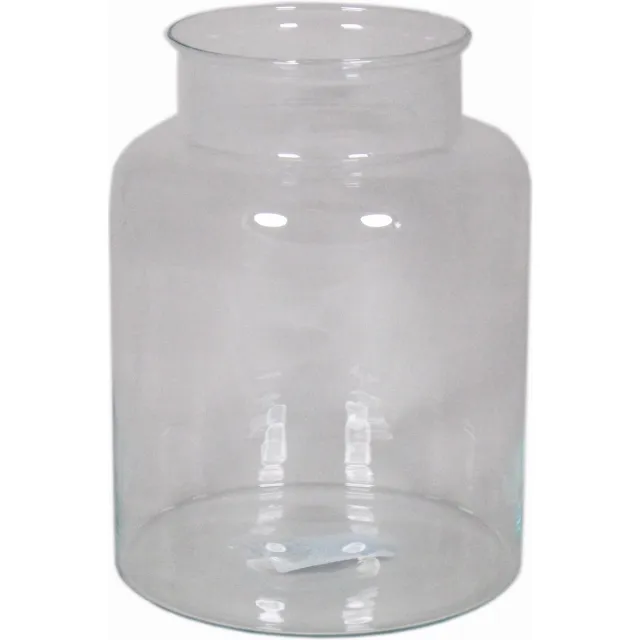 Floran Vaas melkbus - smalle hals - glas - transparant - 19 x 25 cm - Bloemenvazen