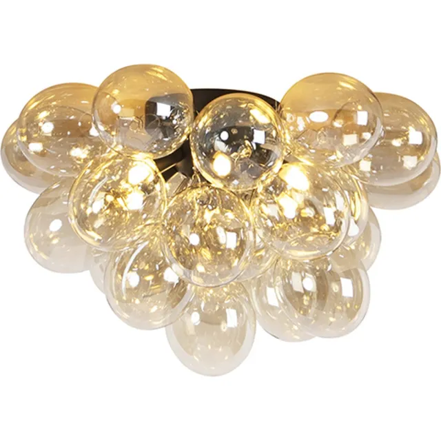 QAZQA uvas - Design Plafondlamp - 6 lichts - Ø 500 mm - Zwart Goud - Woonkamer | Slaapkamer | Keuken